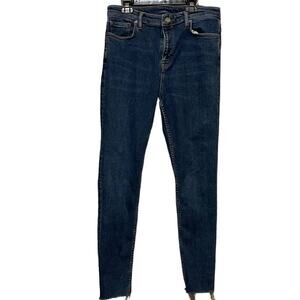 AllSaints Roxanne Medium Wash Skinny Jeans Raw‎ Distressed Hem